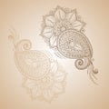 Vector abstract floral elements in indian mehendy style. Abstrac Royalty Free Stock Photo