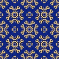 Vector abstract floral geometric seamless pattern in yellow and blue colors Royalty Free Stock Photo