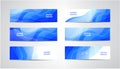 Vector abstract flow wavy banners set. Water, stream, energy stream horizontal backgrounds. Wave Liquid, transparent Royalty Free Stock Photo