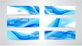 Vector abstract flow wavy banners set. Water, stream, energy stream horizontal backgrounds. Wave Liquid, transparent Royalty Free Stock Photo