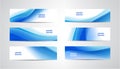 Vector abstract flow wavy banners set. Water, stream, energy stream horizontal backgrounds. Wave Liquid, transparent Royalty Free Stock Photo