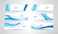 Vector abstract flow wavy banners set. Water, stream, energy stream horizontal backgrounds. Wave Liquid, transparent Royalty Free Stock Photo