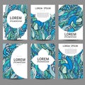 Vector abstract flowers set of brochures in doodle style. Royalty Free Stock Photo