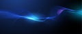 Vector Abstract flowing wave line, particle dot pattern, neon light on dark blue gradient background