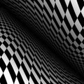 Vector abstract futuristic background with infinity perspective. Black tile floor squared texture. Distorted checkered Royalty Free Stock Photo