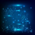 Vector Abstract futuristic Illustration high computer technology dark blue color background Royalty Free Stock Photo