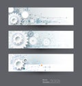 Vector abstract gear wheel and circuit board, banners set