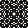 Vector abstract geometric floral seamless pattern. Black and white background Royalty Free Stock Photo