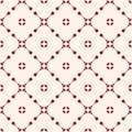 Vector abstract geometric floral seamless pattern. Dark red and white color Royalty Free Stock Photo