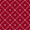 Vector abstract geometric floral seamless pattern. Dark red and white color Royalty Free Stock Photo