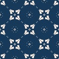 Vector abstract geometric floral seamless pattern. Deep blue and beige color Royalty Free Stock Photo