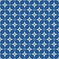 Vector abstract geometric floral seamless pattern. Indigo blue and white color Royalty Free Stock Photo