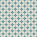 Vector abstract geometric floral seamless pattern. Teal and beige background Royalty Free Stock Photo