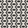Vector abstract geometric monochrome seamless pattern with curved shapes, lines Royalty Free Stock Photo
