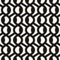 Vector abstract geometric monochrome seamless pattern with wavy lines, mesh, net Royalty Free Stock Photo