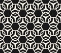 Vector abstract geometric seamless pattern. Black and white ornamental texture with hexagonal structure Royalty Free Stock Photo