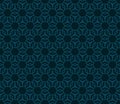Vector abstract geometric seamless pattern. Dark blue texture with floral grid Royalty Free Stock Photo