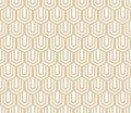 Vector abstract geometric seamless pattern with hexagons, lines. Gold and white Royalty Free Stock Photo