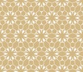 Vector abstract geometric seamless pattern. Luxury golden floral grid ornament Royalty Free Stock Photo