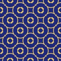 Vector abstract geometric seamless pattern. Deep blue and yellow ornament Royalty Free Stock Photo