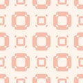 Vector abstract geometric seamless pattern with square shapes. Pink and beige Royalty Free Stock Photo