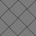 Vector abstract geometric seamless pattern. Weaving textile fabric with black and white crossed straight lines. Checked Royalty Free Stock Photo
