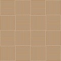 Vector abstract geometric seamless pattern. Weaving textile fabric with brown and beige crossed straight lines. Checked