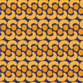 Vector abstract geometric shape seamless pattern design. Semi-Circles and circulars in cheerful shades of orange made up