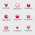 Vector abstract geometric shapes best for use as elegant business logo. Set of vector elegant sparkling gems. Royalty Free Stock Photo