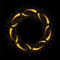 Vector abstract glitter ring fireworks with shiny color sparkle and gold stars on black background. Color golden glitter fireworks Royalty Free Stock Photo