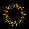 Vector abstract glitter ring fireworks with shiny color sparkle and gold stars on black background. Color golden glitter fireworks Royalty Free Stock Photo