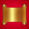 Vector abstract gold award scroll plate on red Royalty Free Stock Photo