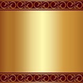 Vector abstract gold plate background with vignettes Royalty Free Stock Photo