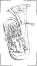 Vector abstract illustration drawing of euphonium. Royalty Free Stock Photo