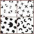 Vector abstract hand drawn pattern set, doodle style Royalty Free Stock Photo