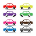 Vector abstract hatched car in rectangular. Flat design.