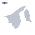 Vector abstract hatched map of Brunei with vertical lines isolated on a white background.