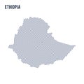 Vector abstract hatched map of Ethiopia with spiral lines isolated on a white background.