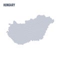 Vector abstract hatched map of Hungary with curve lines isolated on a white background. Royalty Free Stock Photo