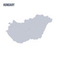 Vector abstract hatched map of Hungary with spiral lines isolated on a white background. Royalty Free Stock Photo