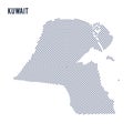 Vector abstract hatched map of Kuwait with spiral lines isolated on a white background.