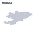 Vector abstract hatched map of Kyrgyzstan with curve lines isolated on a white background.