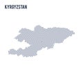Vector abstract hatched map of Kyrgyzstan with spiral lines isolated on a white background.