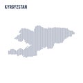 Vector abstract hatched map of Kyrgyzstan with vertical lines isolated on a white background.