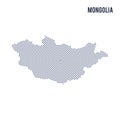 Vector abstract hatched map of Mongolia with spiral lines isolated on a white background.