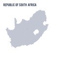 Vector abstract hatched map of Republic of South Africa with spiral lines isolated on a white background.