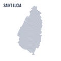 Vector abstract hatched map of Saint Lucia with curve lines isolated on a white background.