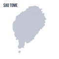 Vector abstract hatched map of Sao Tome with curve lines isolated on a white background.