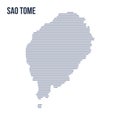 Vector abstract hatched map of Sao Tome with horizontal lines isolated on a white background.