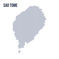 Vector abstract hatched map of Sao Tome with vertical lines isolated on a white background.